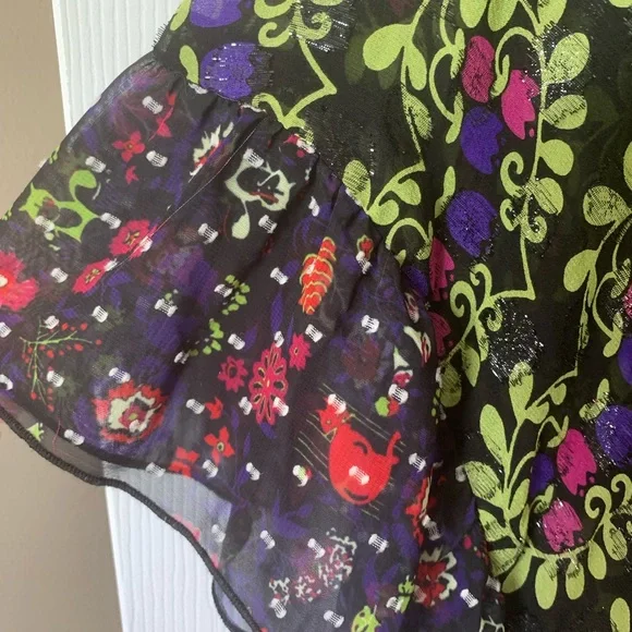 Anna Sui Floral Patchwork Mini Dress - Green and Pink - Picture 6 of 13